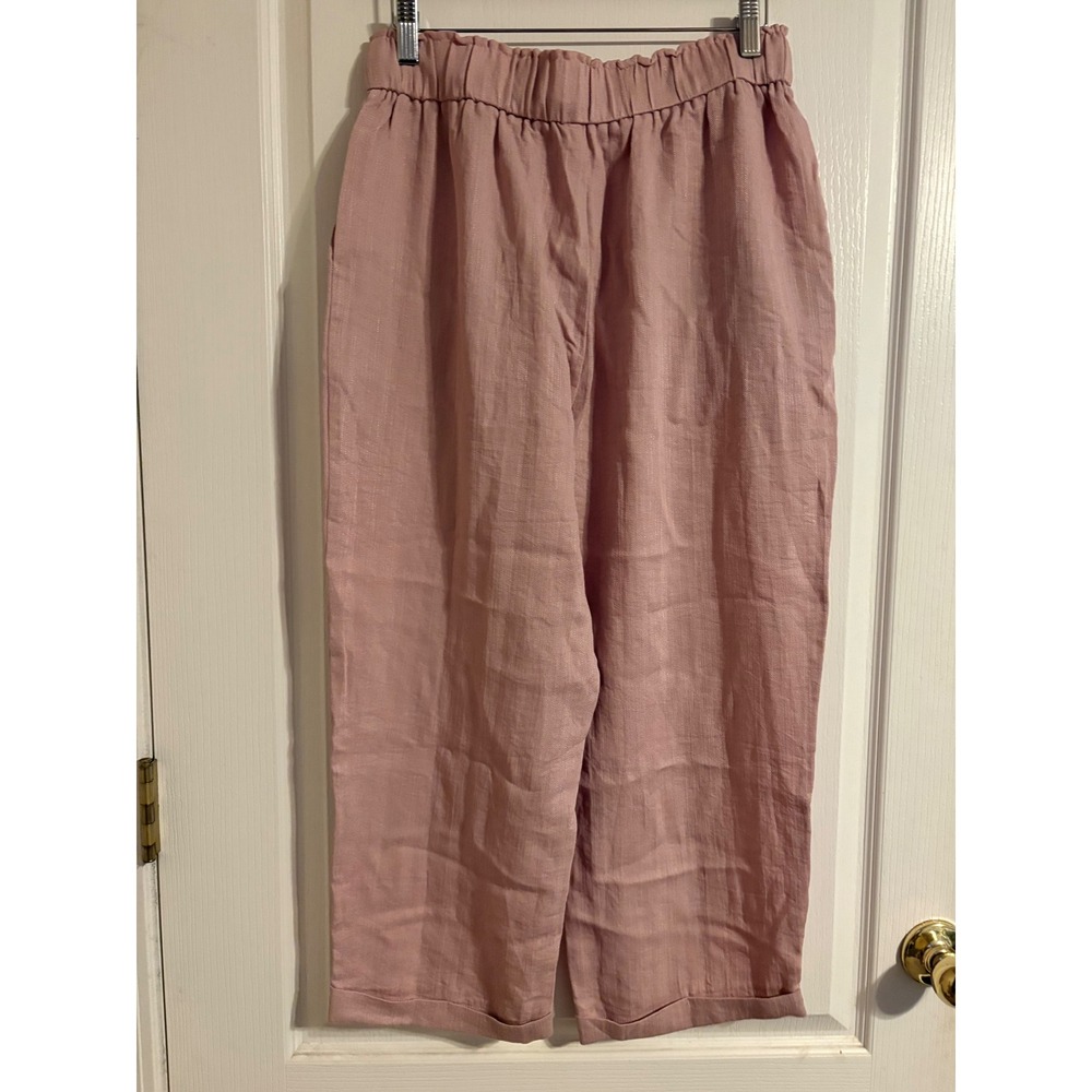 Halara Cropped Pants Women Medium Pink Excellent Elastic Waist Drawstring Cuffed
